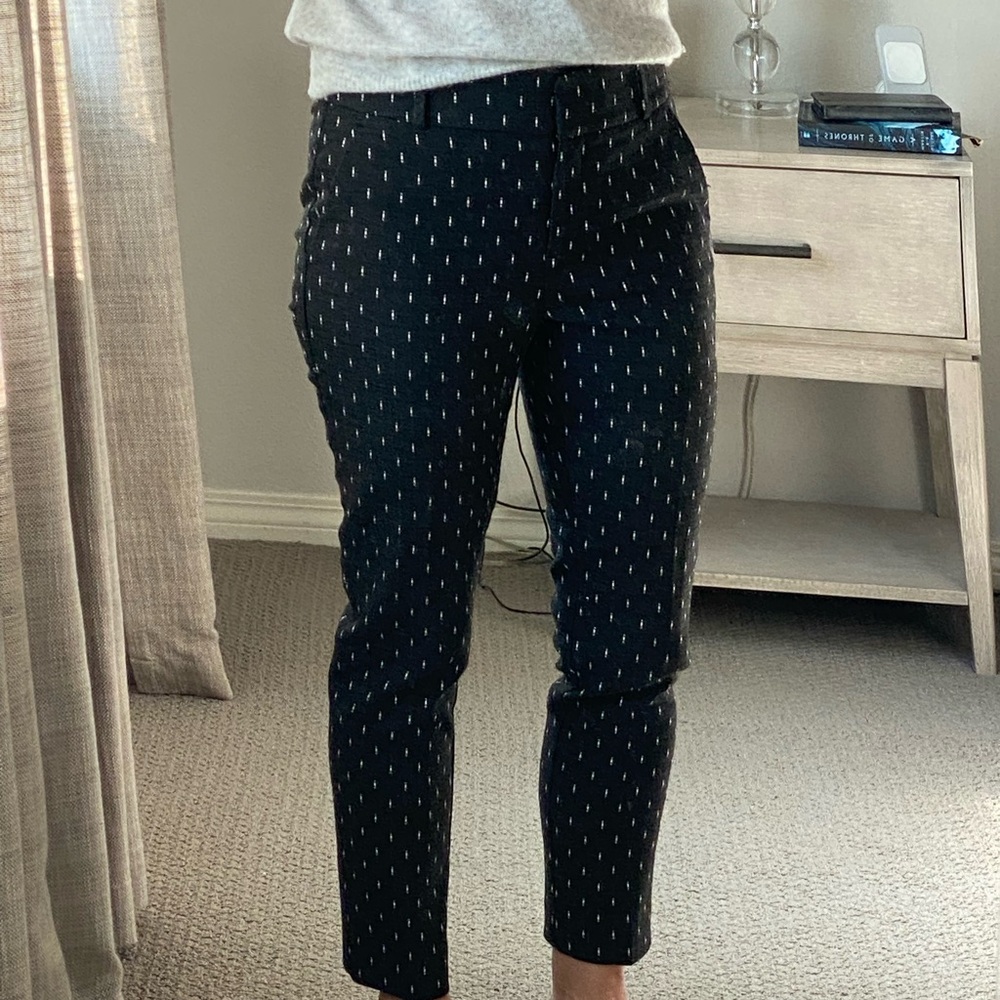 Black Patterned Women’s Slim cropped Dress Pants 10